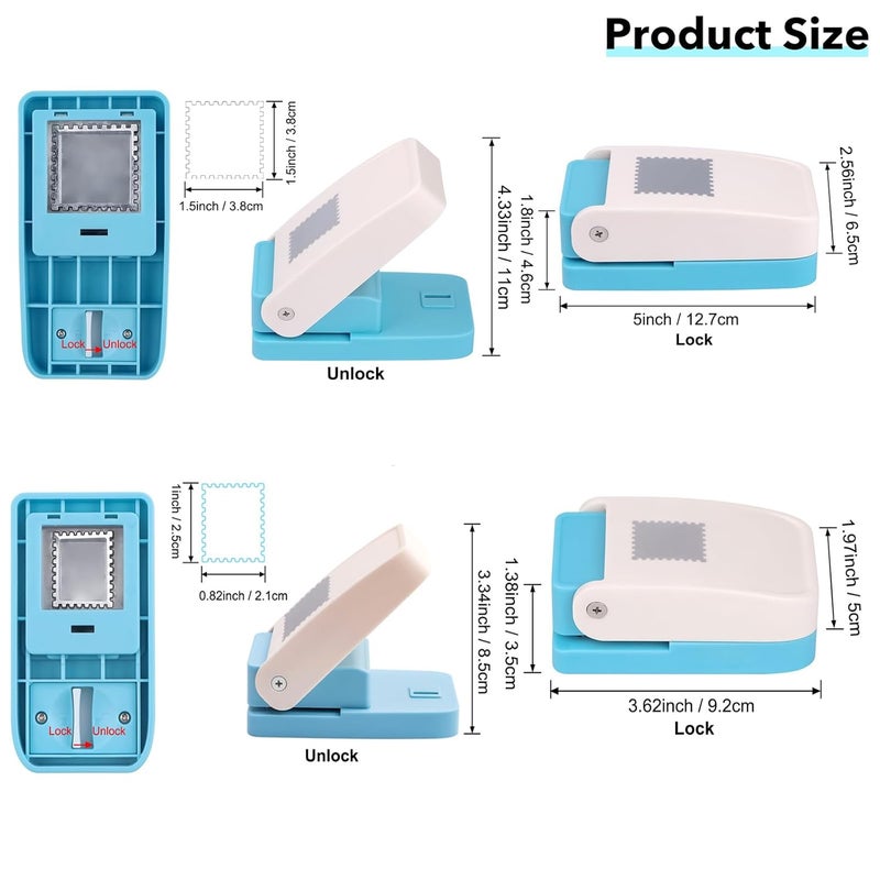 BAOFALI 2Pcs/Set Stamp Puncher 1.5x1.5inch &1x0.8inch Rectangular Postage Stamp Punch |Stamp Hole Puncher| Lever Action Paper Punches for Crafting Scrapbooking DIY Card Making Arts Crafts Supplies - Image 2